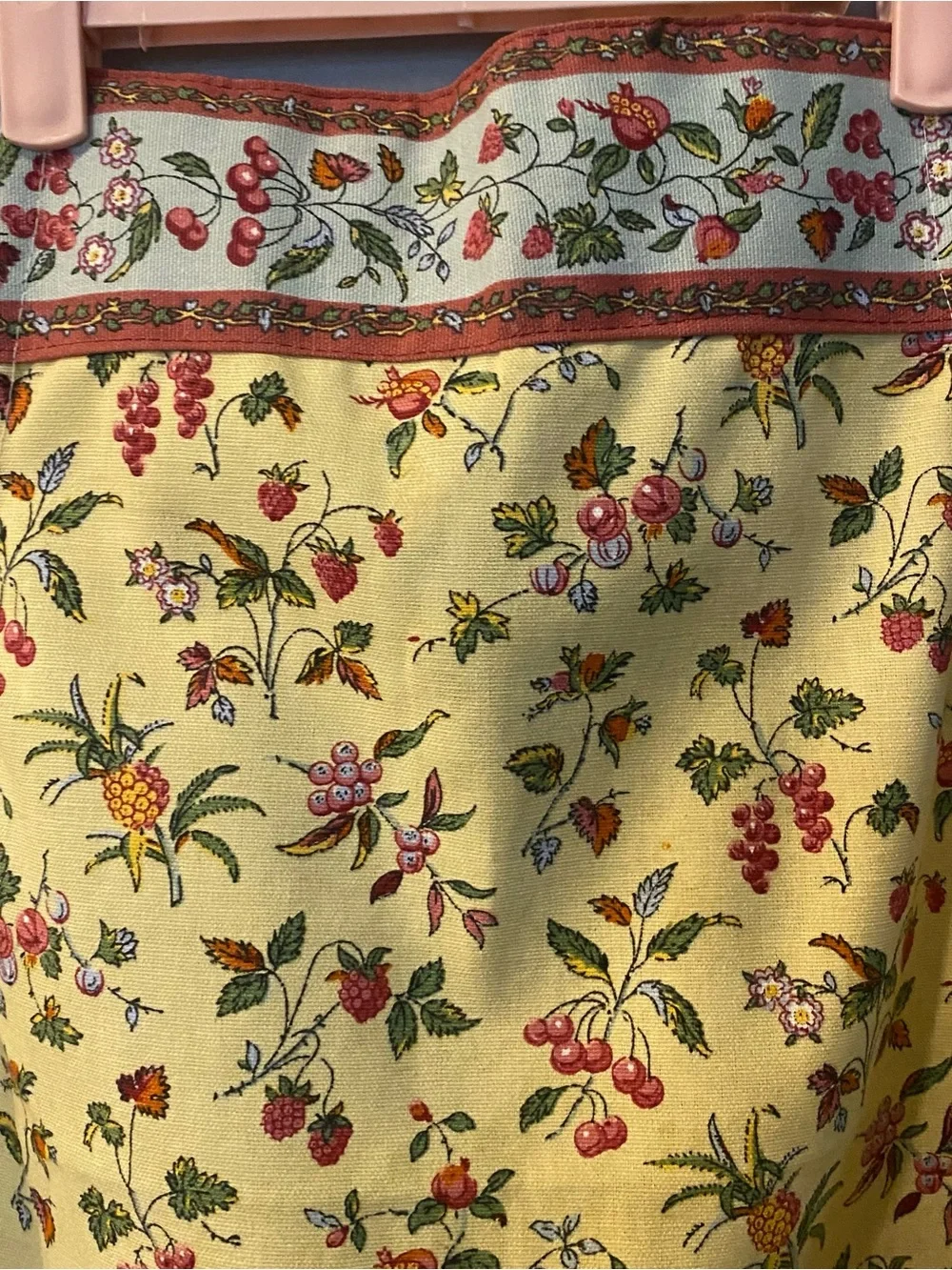 Williams-Sonoma Yellow Floral Adjustable Apron with Cherry Print Trim